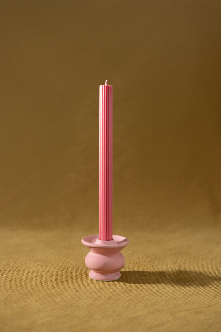 Vela canelada cor rosa