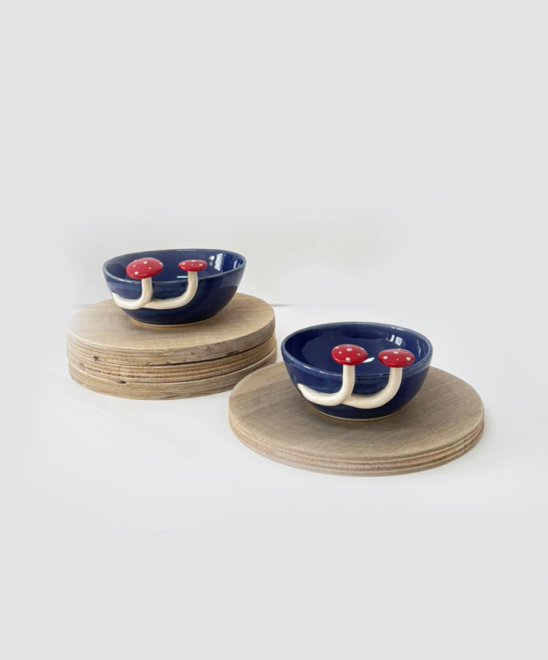 Dupla bowls cogumelo | cor azul marinho